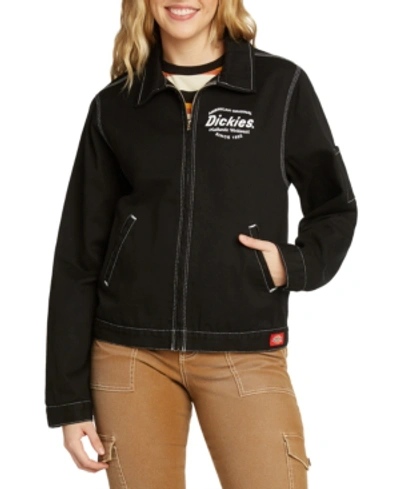 Shop Dickies Zip-front Contrast-stitch Jacket In Black