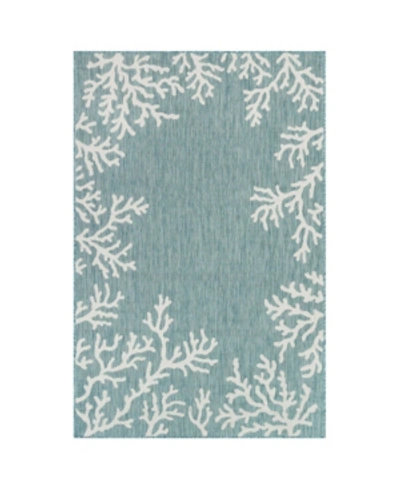 Shop Liora Manne Carmel Coral Border 6'6" X 9'4" Outdoor Area Rug In Aqua