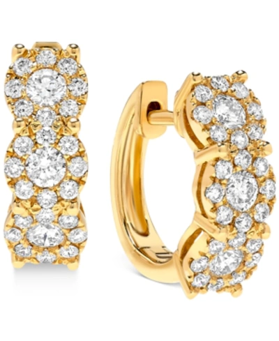 Shop Macy's Diamond Halo Hoop Earrings (1 Ct. T.w.) In 14k Gold Or 14k White Gold In Yellow Gold