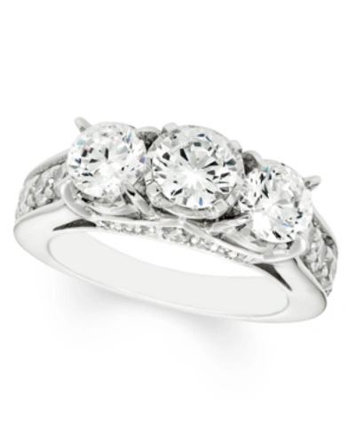 Shop Macy's 3 Carat Diamond 3-stone Ring In 14k White Gold