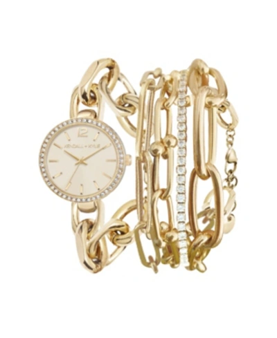 Shop Kendall + Kylie Women's  Dainty Gold Tone Chain Link Stainless Steel Strap Analog Watch And Layered B