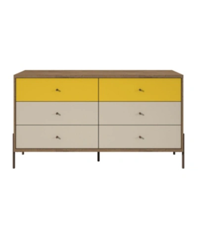 Shop Manhattan Comfort Joy 59" Wide Double Dresser With 6 Full Extension Drawers In Yellow