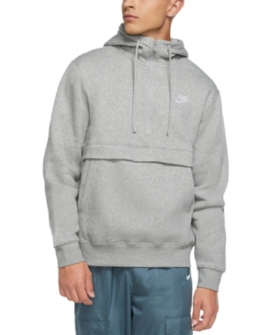 Shop Nike Men's Club Fleece Colorblocked Half-zip Hoodie In Dark Grey Heather