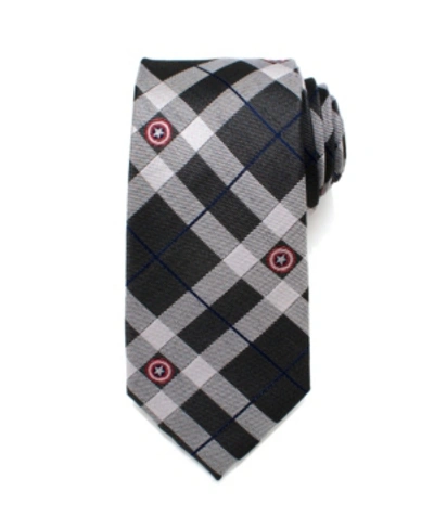 Shop Marvel Captain America Plaid Men's Tie In Gray