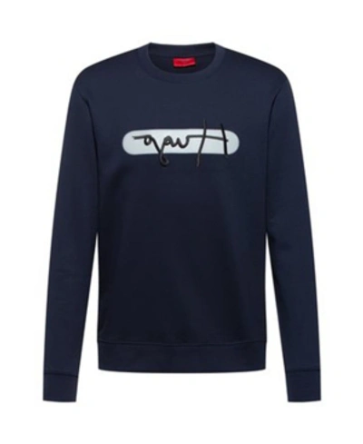 Shop Hugo Men's Dicago Long Sleeve Sweatshirt With Embroidered Logo In Dark Blue
