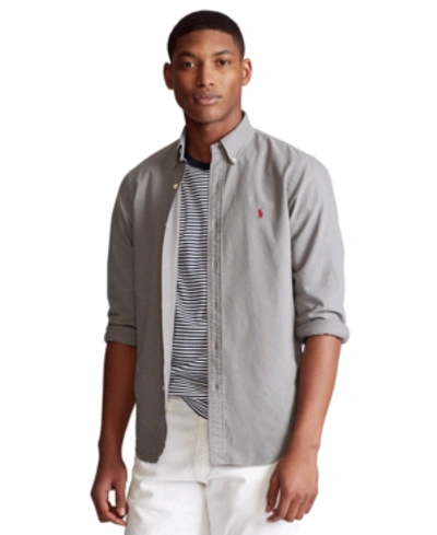 Shop Polo Ralph Lauren Men's Big & Tall Garment-dyed Oxford Shirt In Perfect Grey
