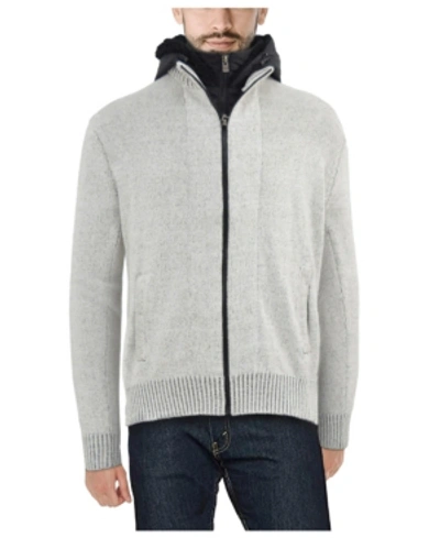 Shop X-ray Men's Full-zip Sweater Jacket With Fluffy Fleece Lined Hood In Oatmeal