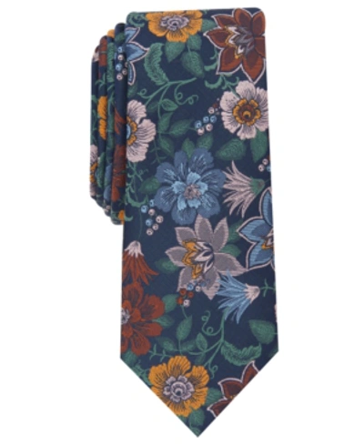 Shop Bar Iii Men's Ryewood Skinny Floral Tie, Created For Macy's In Gold