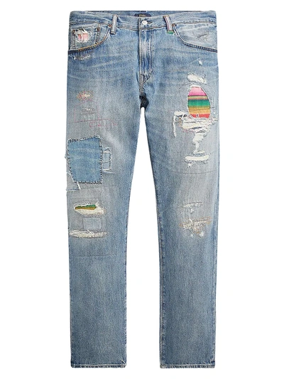 Shop Polo Ralph Lauren Sullivan Slim-fit Patch Distressed Jeans In Arroyo