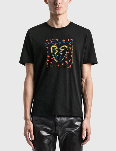 Shop Saint Laurent Broken Heart Jacquard T-shirt In Black