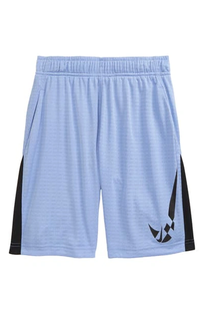 Shop Nike Kids' Dri-fit Athletic Shorts In Light Marine/ Black/ Royal Blu