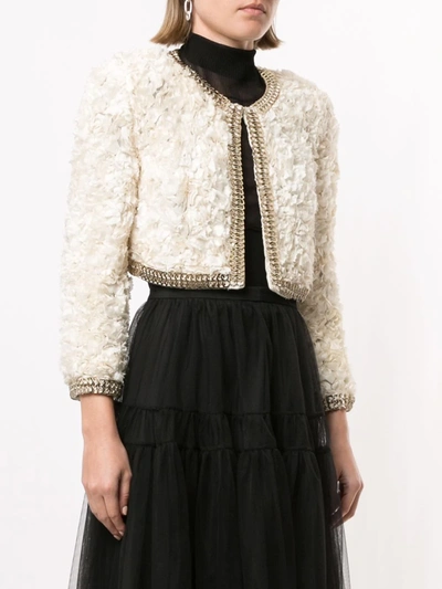 Pre-owned Givenchy Ruffled Cropped Jacket In White