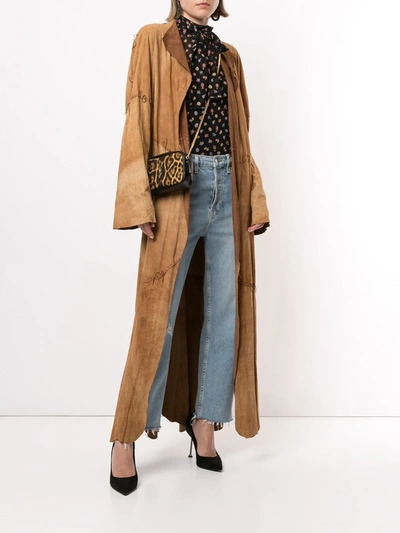 Pre-owned Saint Laurent Duster Long Coat In Brown