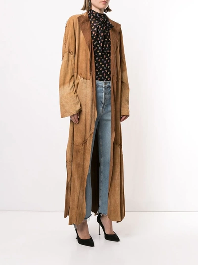 Pre-owned Saint Laurent Duster Long Coat In Brown