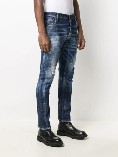 Shop Dsquared2 Ripped Straight-leg Jeans In Blue