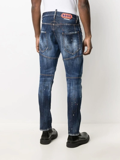Shop Dsquared2 Ripped Straight-leg Jeans In Blue