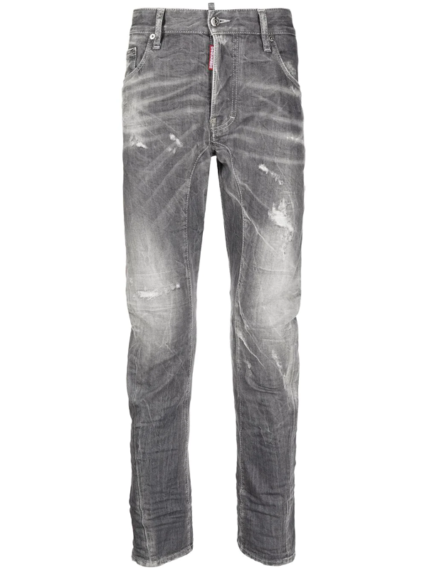 Dsquared2 Distressed Slim-fit Jeans In Grey | ModeSens