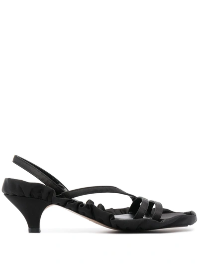 Shop Ganni Strappy Kitten-heel Sandals In Black