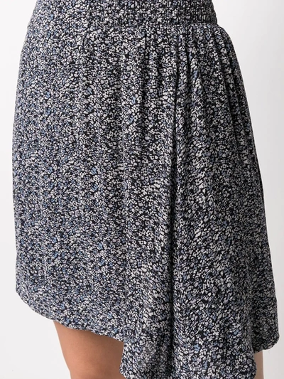 Shop Ganni Ditsy Floral-print Asymmetric-hem Skirt In Blue