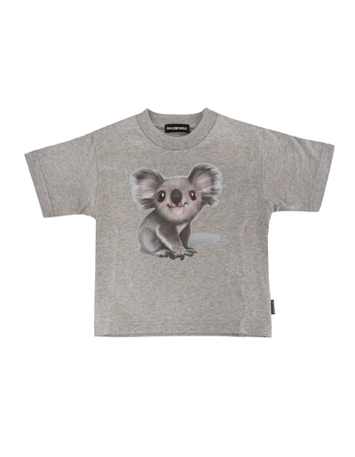 Balenciaga Kids' Koala Print Cotton Jersey T-shirt In Heather Grey |  ModeSens