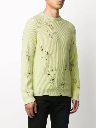 Shop Laneus Distressed Knit Jumper In Green