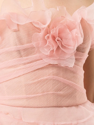 Shop Marchesa Ruffled Strapless Gown In Pink