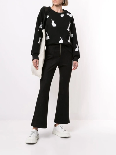 Shop Cynthia Rowley Nadia Ankle-crop Flared Trousers In Black