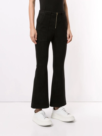 Shop Cynthia Rowley Nadia Ankle-crop Flared Trousers In Black
