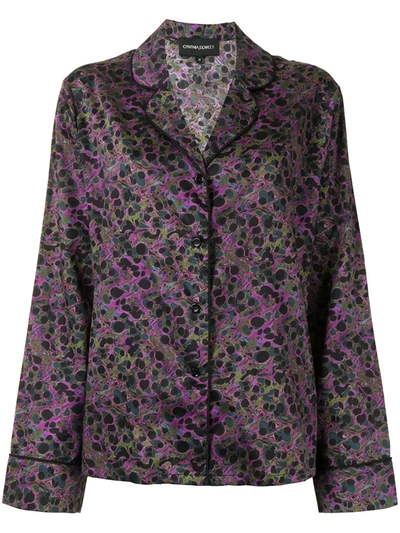 Shop Cynthia Rowley Marble-print Pyjama Shirt In Purple