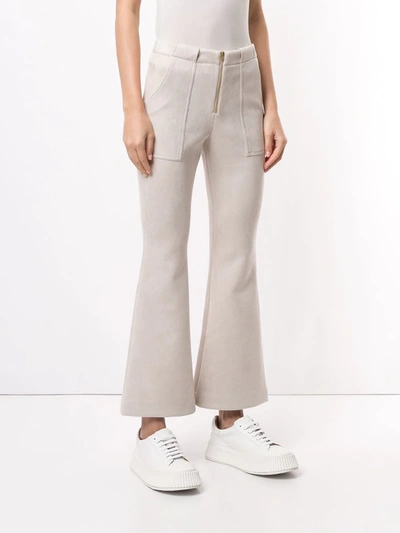 Shop Cynthia Rowley Nadia Ankle-crop Flared Trousers In Neutrals