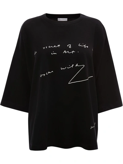 Shop Jw Anderson Oscar Wilde Quote Print T-shirt In Black