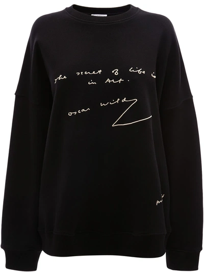 Shop Jw Anderson Slogan Print Sweatshirt In Black