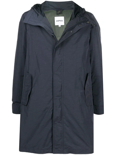 Aspesi Two-pocket Hooded Parka In Blue
