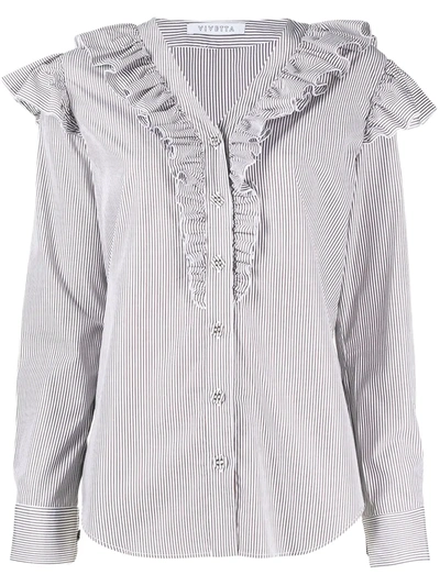 Shop Vivetta Ruffled Striped Shirt In White