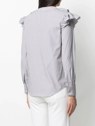 Shop Vivetta Ruffled Striped Shirt In White