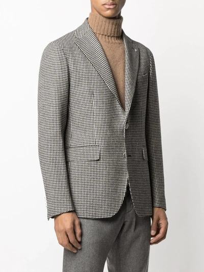 Shop Tagliatore Fitted Houndstooth Blazer In White