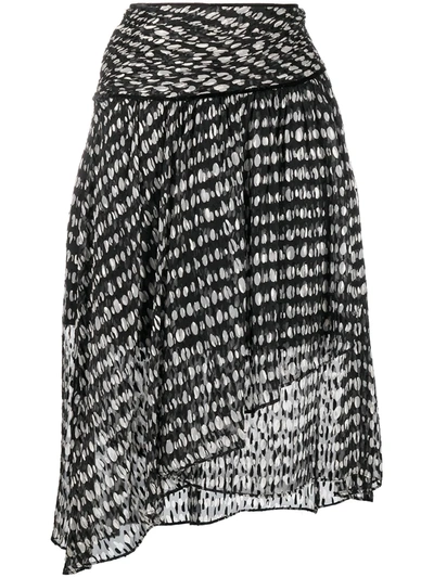 Shop Pinko Polka Dot Asymmetric Skirt In Black