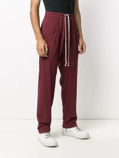 Rick Owens Drkshdw Drop-crotch Track Trousers In Red