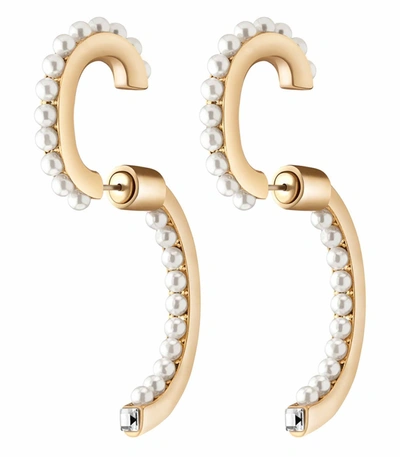 Shop Demarson Pearl Luna Earring Set In Gold