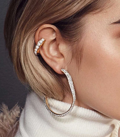 Shop Demarson Pearl Eden Cuff Earring Set In Gold