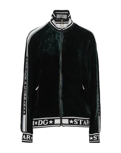 Shop Dolce & Gabbana Woman Sweatshirt Dark Green Size 10 Viscose, Silk
