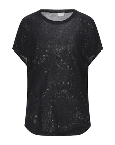 Shop Saint Laurent Woman T-shirt Black Size L Cotton