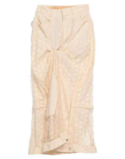 Shop Maison Margiela Woman Midi Dress Ivory Size 4 Polyamide, Cotton In White