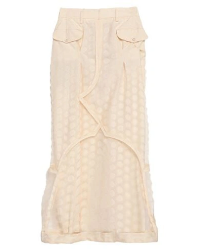 Shop Maison Margiela Woman Midi Dress Ivory Size 4 Polyamide, Cotton In White