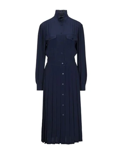 Shop Alberta Ferretti Woman Midi Dress Midnight Blue Size 4 Acetate, Silk