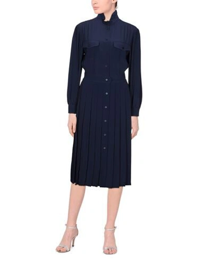 Shop Alberta Ferretti Woman Midi Dress Midnight Blue Size 4 Acetate, Silk