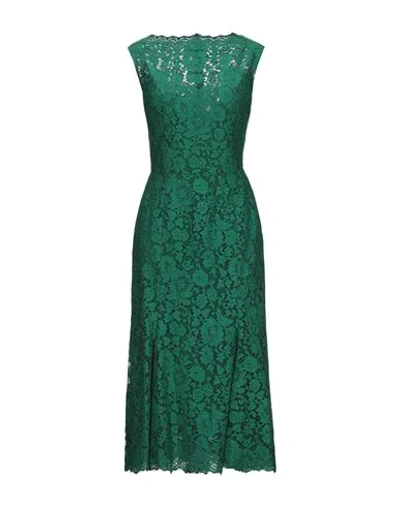 Dolce & Gabbana Floral Lace Sleeveless Dress In Dark Green