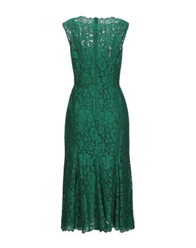 Dolce & Gabbana Floral Lace Sleeveless Dress In Dark Green