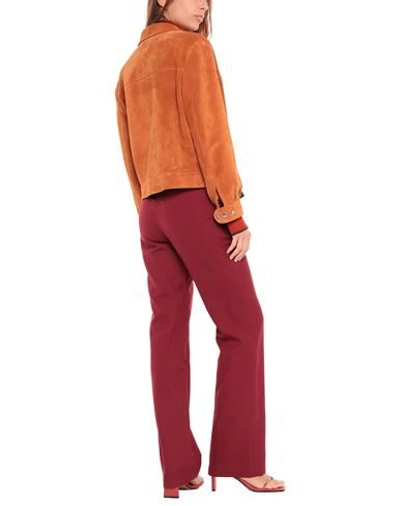 Shop Prada Woman Jacket Camel Size 6 Calfskin In Beige