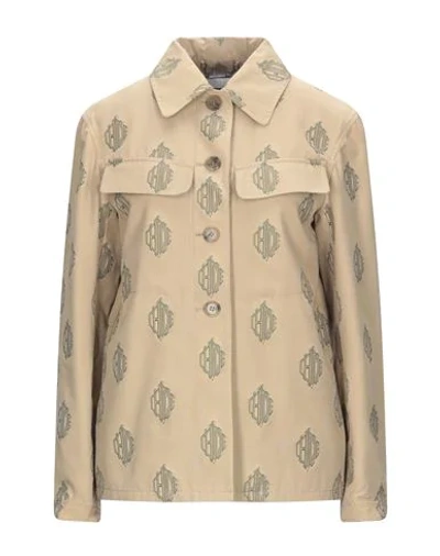 Shop Chloé Woman Jacket Sand Size 4 Cotton In Beige